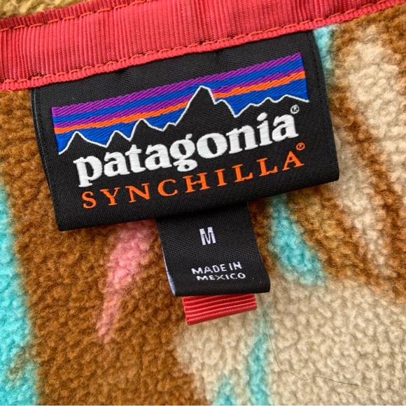 Patagonia Lightweight Synchilla Womens M Snap T Pullover Fleece Feather Print - Picture 14 of 16